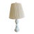 Vintage White Ceramic Table Lamp With Green Floral Accents and Lampshade For Sale