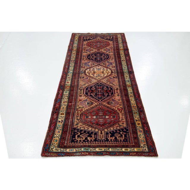 Brown Vintage Serab Persian Wool Runner With a Multicolor Tribal Design For Sale - Image 4 of 8