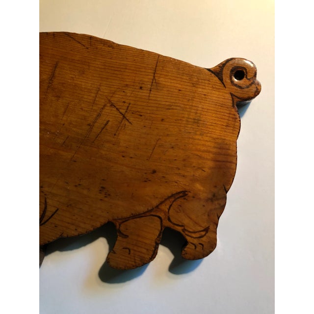 1970’s Wooden Folk Art Painted Pig Cut Out Wall Hanging For Sale - Image 4 of 6