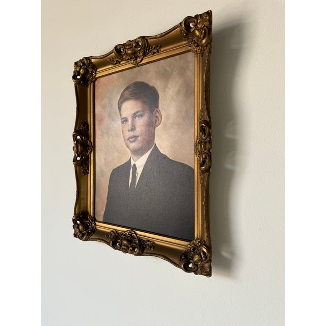 1960's Vassar Vintage Oil on Board Portrait Painting of Young Boy Chairish