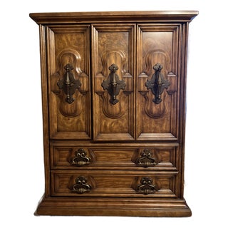 1970s Mediterranean / Spanish Revival Solid Wood Armoire For Sale