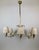 Hollywood Regency Brass 6-Arm Chandelier with Cream Silk Shades, Austria, 1940s For Sale - Image 3 of 14