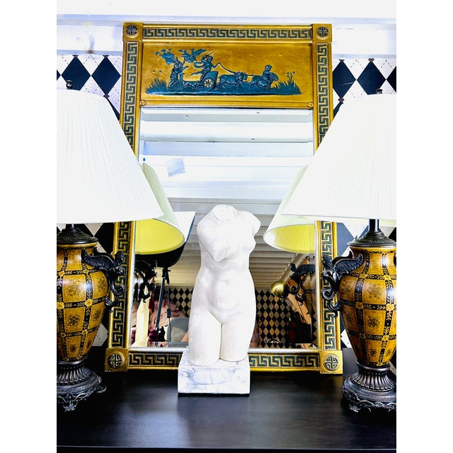 Oversized Neoclassical Greek Key Trumeau Wall Mirror With Classical Relief Frieze For Sale - Image 9 of 18