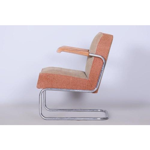 Pink Bauhaus Armchair attributed to Vichr a Spol., 1930s For Sale - Image 8 of 12
