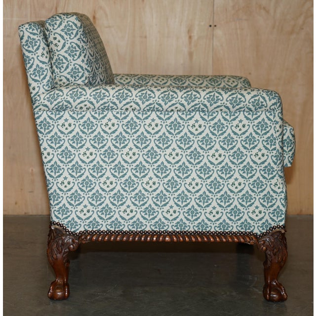 Claw & Ball Feet Armchair with Ticking Fabric For Sale - Image 14 of 18
