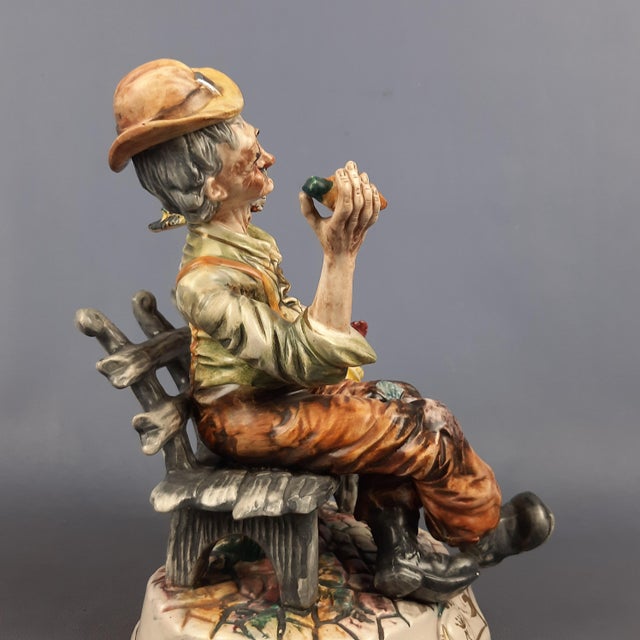 Vintage Ceramic Sculpture of Seated Merchant from Capodimonte, 1960s For Sale - Image 10 of 15
