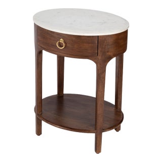 Elton Marble & Wood Nightstand For Sale