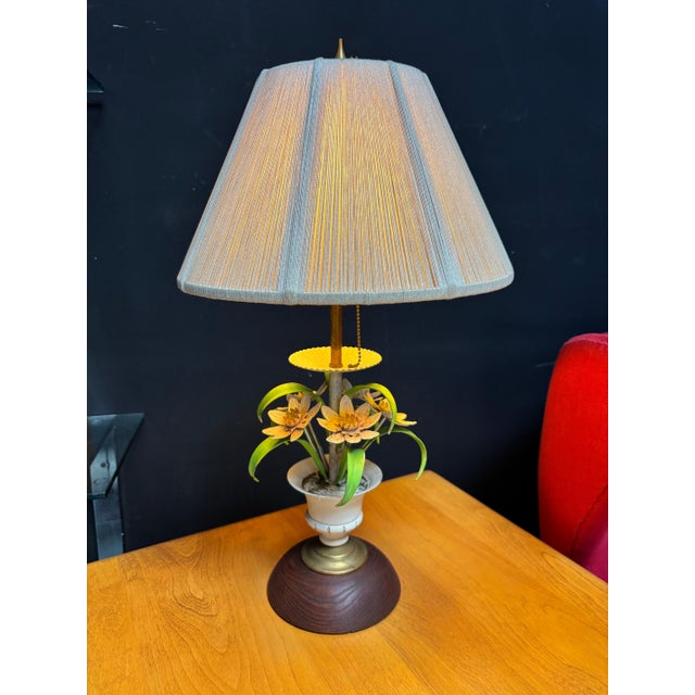 Wood Italian Pair of Painted Floral Table Lamps For Sale - Image 7 of 11