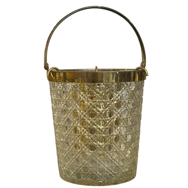Antique Baccarat French Crystal Gilt Washed Wine Bottle Ice Bucket. Includes original gilt metal bottle sleeve.