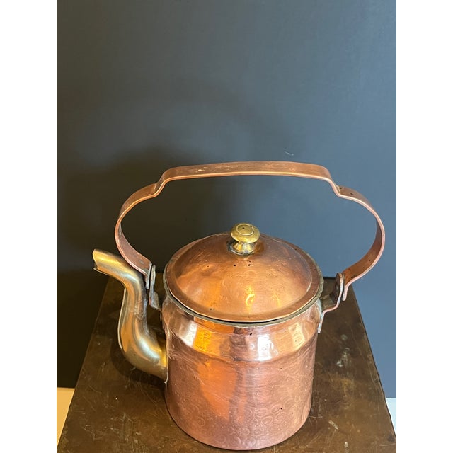 Metal 19th Century Hand-Hammered Copper & Brass Dovetail Tea Kettle For Sale - Image 7 of 8