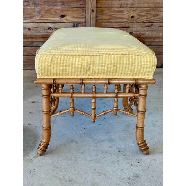 Ornamental & Decorative Materials Early 21st Century Schumacher Faux Bamboo Upholstered Bench For Sale - Image 7 of 12