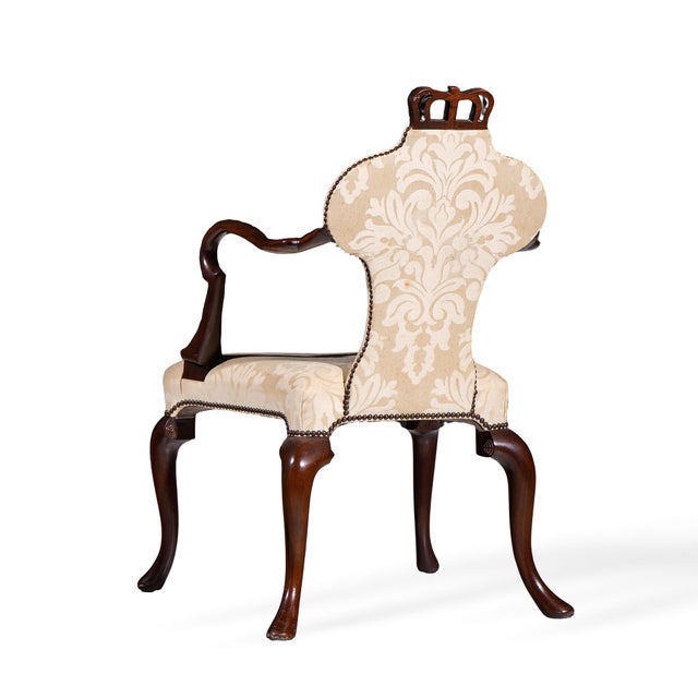 Late 20th Century Baker Stately Homes Queen Anne Crown Chair For Sale - Image 5 of 10