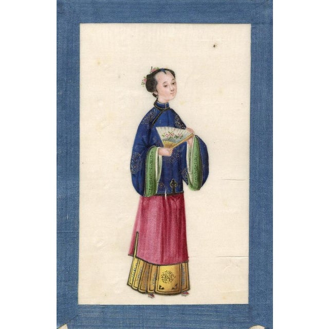 19th Century Chinese Qing Export School Album of Court Figure Paintings on Pith, Canton For Sale - Image 9 of 18