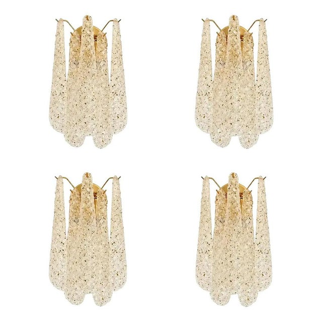 Italian Gold Wall Sconce with Murano Conchiglie Glass by Simoeng, Set of 4 For Sale - Image 11 of 11