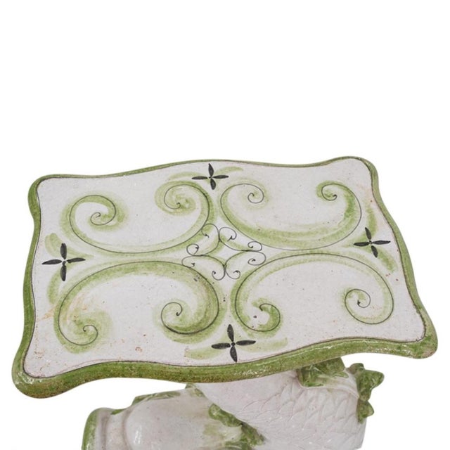 Mid Century Majolica Italian Dolphin Ceramic Side Table For Sale - Image 4 of 8