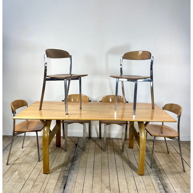 Vintage Table and Chairs in Elm and Chrome Steel, 1980s, Set of 7 For Sale - Image 15 of 15