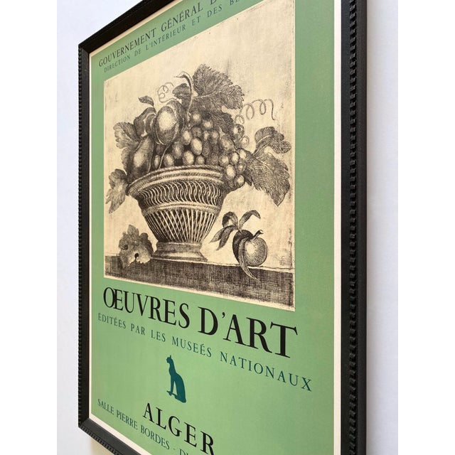 Demetrios Galanis Vintage 1956 Neoclassical Mourlot Lithograph Print Framed Art Deco Algiers Exhibition Poster " Basket of Fruit " 1924 For Sale - Image 16 of 18