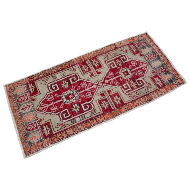 1960s 1960s Hand Knotted Door Mat, Entryway Rug, Bath Mat, Kitchen Decor, Small Rug, Turkish Rug - 22"x47" For Sale - Image 5 of 12