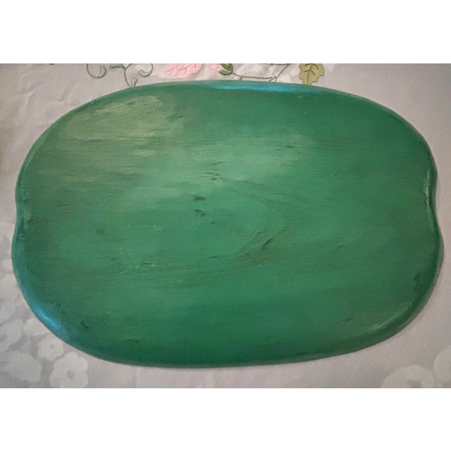 Wooden Watermelon-Painted Tray and 6 Plates- 7 Pieces For Sale - Image 4 of 7