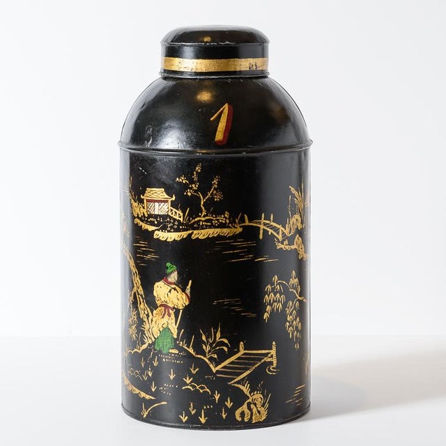Gold Painted Black Tea Canisters Set of 5 Chairish