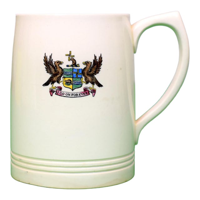 Late 20th Century The Brook "I Go on Forever" Private Mens' Club Nyc Motto Wedgwood Creamware Mug For Sale