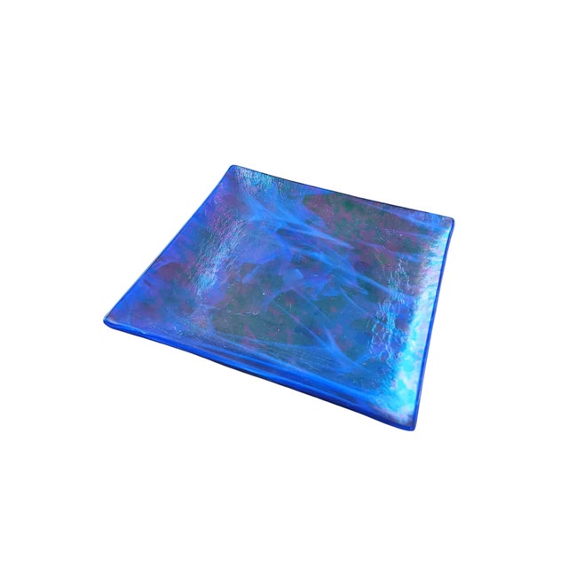 Vintage Iridescent Fused Art Glass Trinket Dish For Sale - Image 9 of 16