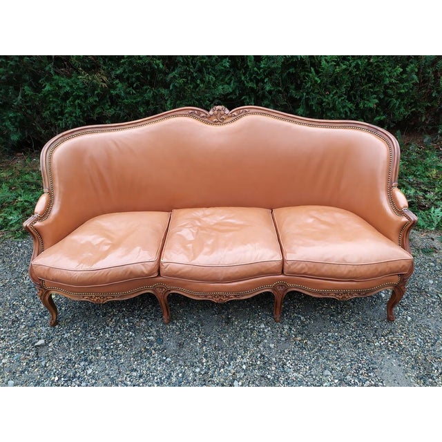 1950s Regency Tan Leather Living Room Set, 1950s, Set of 5 For Sale - Image 5 of 18