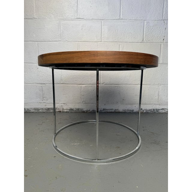 Mid-Century Modern Vintage Chrome and Wood Side Table For Sale - Image 3 of 11