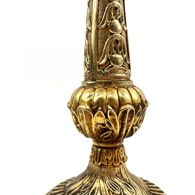 Art Nouveau Brass Table Lamp Made with Marbled Glass Shade, 1930s For Sale - Image 16 of 18