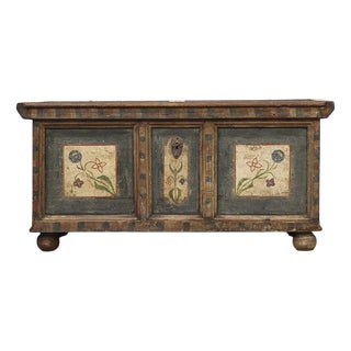Painted Folk Art Bridal Chest For Sale