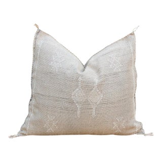 Linen Chevron Cactus Silk Moroccan Pillow For Sale