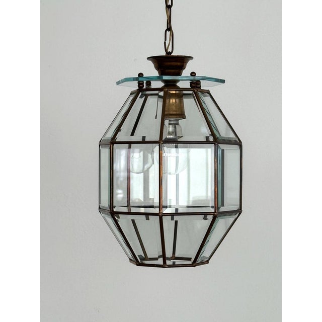 1960s Italian Brass and Cut Glass Pendant Lamp, 1960s For Sale - Image 5 of 13