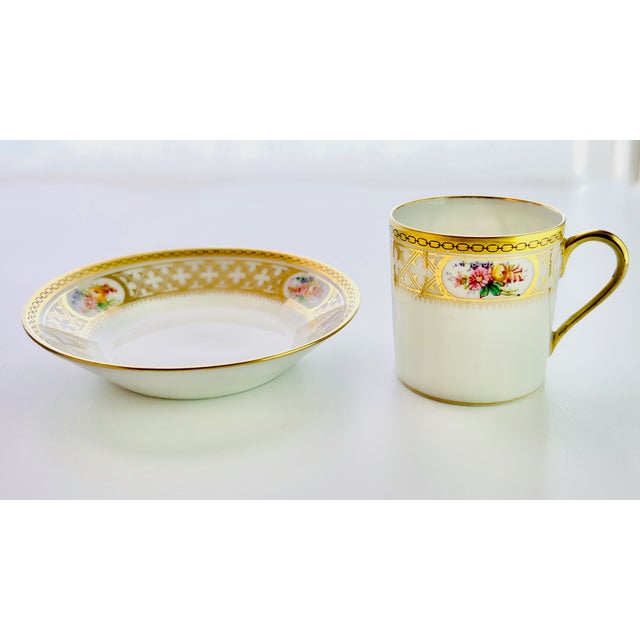 Rococo Belle Époque Gilded Floral Demitasse Coffee Service from Limoges and De Meuldre Coche, 1890s, Set of 8 For Sale - Image 4 of 12