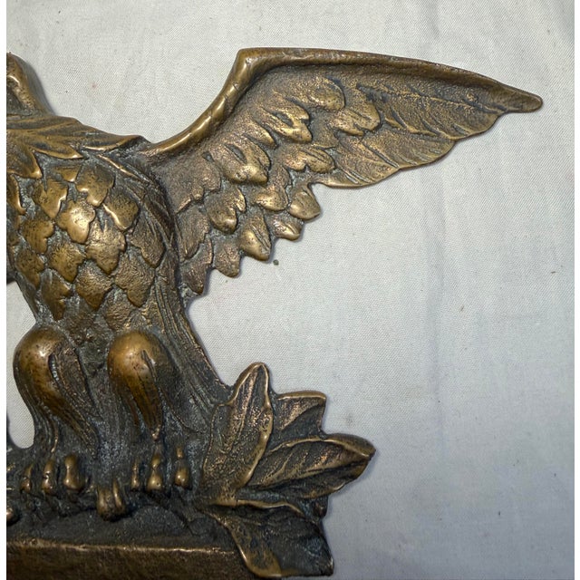 American Exquisite Antique Solid Bronze American Bald Eagle Wall Mount Statue Pediment For Sale - Image 3 of 8