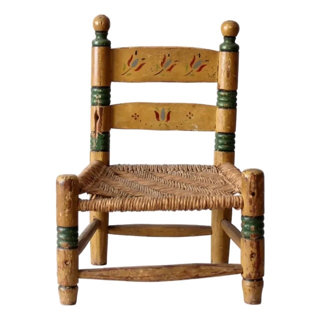 Vintage Mexican Folk Art Children's Chair For Sale