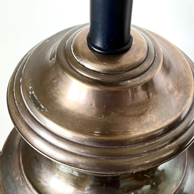 Metal Vintage Table Lamps in Brass Urn Shape With Black Base, a Pair For Sale - Image 7 of 11