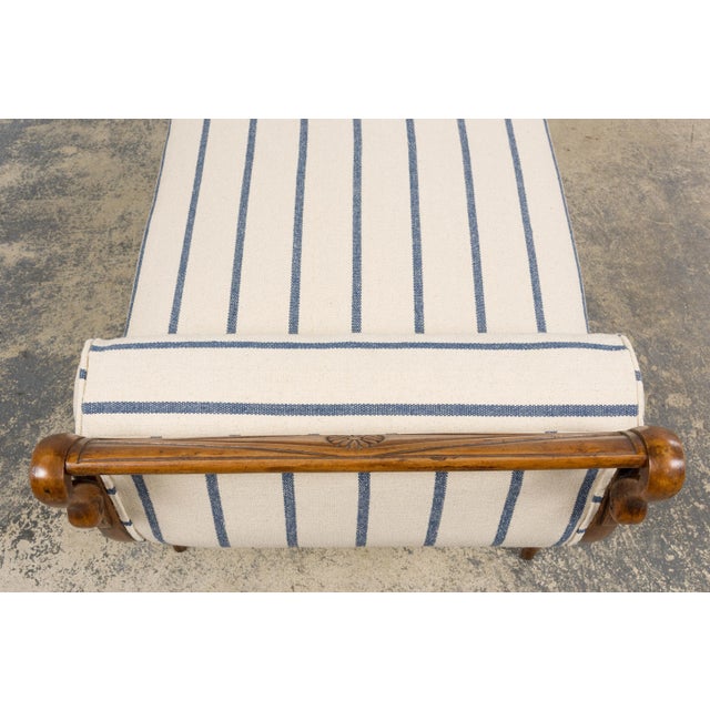 Early 19th Century French Empire Mahogany Recamier in Striped Jacquard For Sale - Image 10 of 18