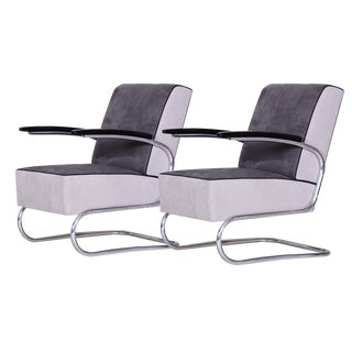 Set of Bauhaus Chrome Armchairs attributed to Mücke Melder, 1930s For Sale