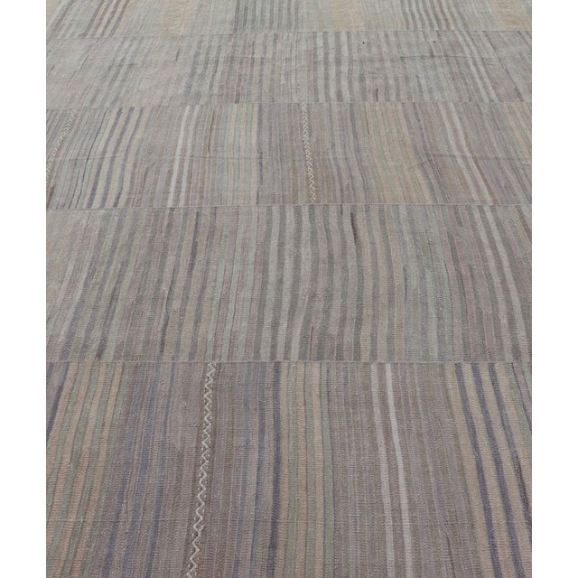 Mid 20th Century Vintage Hand Woven Turkish Paneled Kilim Vintage Rug in Earthy Tones For Sale - Image 5 of 13