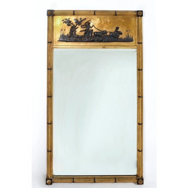 Wood Mid 19th Century Giltwood Framed / Decorated Top Hanging Wall Mirror For Sale - Image 7 of 8