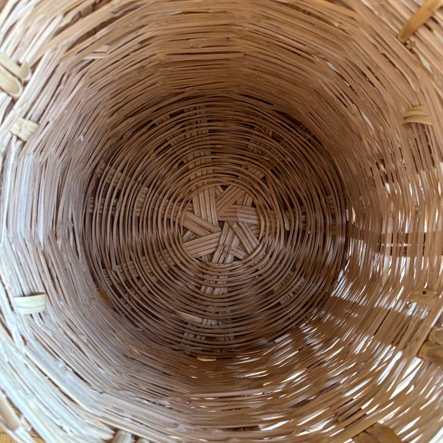 Tan Vintage Rattan Storage Basket For Sale - Image 8 of 10