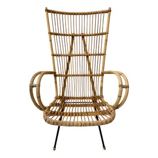 Mid-Century Modern Italian High Back Armchair, 1960s For Sale