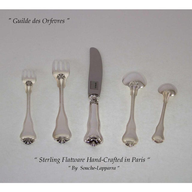 1990s Giscour Sterling Silver Hand-Crafted 5-Piece Flatware Place-Setting For Sale In New York - Image 6 of 12