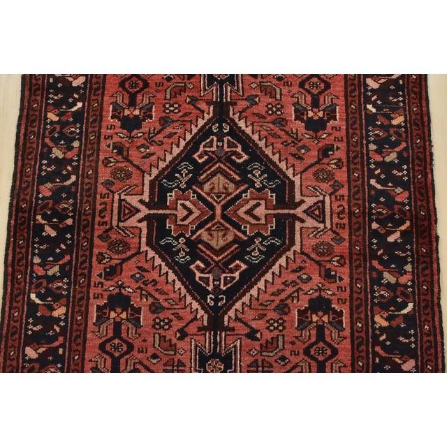 1980s Hamedan Runner 3’7” X 9’7” Red Wool Vintage Tribal Hand-Knotted Oriental Rug For Sale - Image 5 of 14