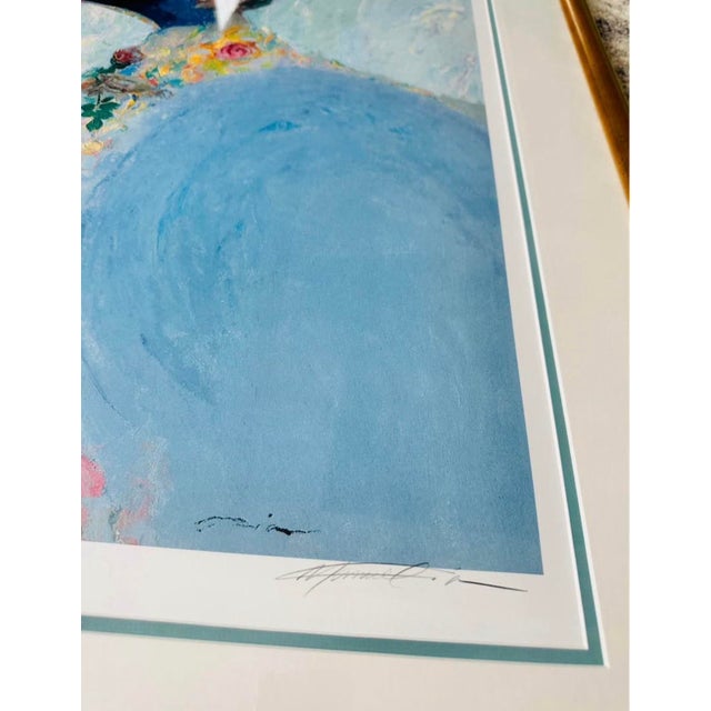 1990s Watercolor Lady in Floral Dress Unknown Artist Original For Sale - Image 4 of 9