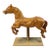 Antique Carved Raw Wood Carousel Horse Mounted on Metal Stand For Sale