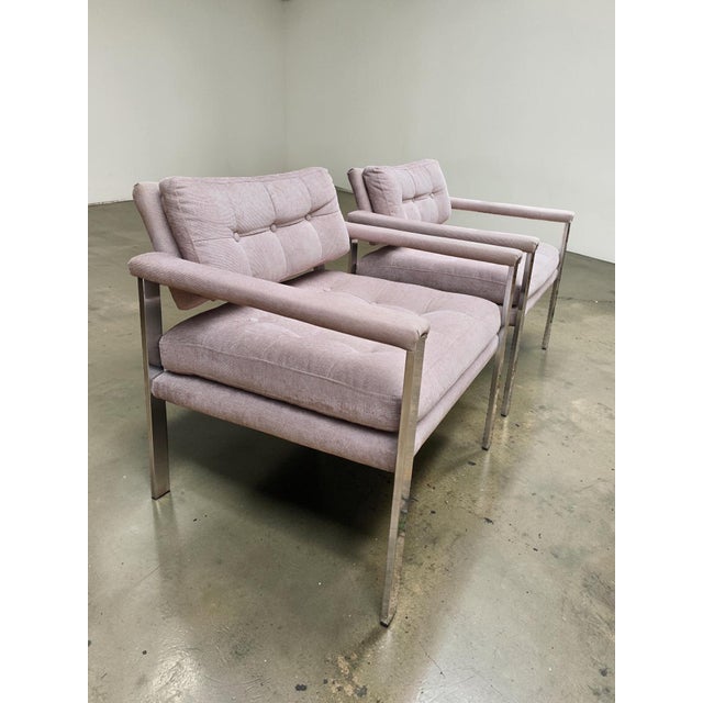 Mid-Century Modern 1970s Pair of Lounge Chairs Style of Milo Baughman For Sale - Image 3 of 13