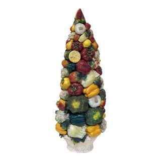 Large Italian Majolica Ceramic Vegetable Tower or Topiary Centerpiece For Sale