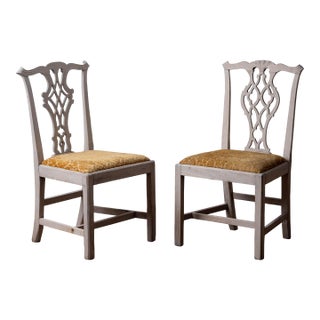 A Similar Pair of English Chippendale Side Chairs, c.1760 For Sale