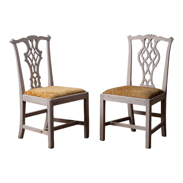 A Similar Pair of English Chippendale Side Chairs, c.1760 For Sale